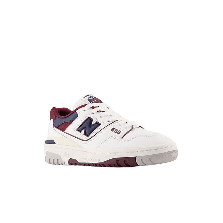 New Balance 550 White Burgundy Navy (GS) Angle 2