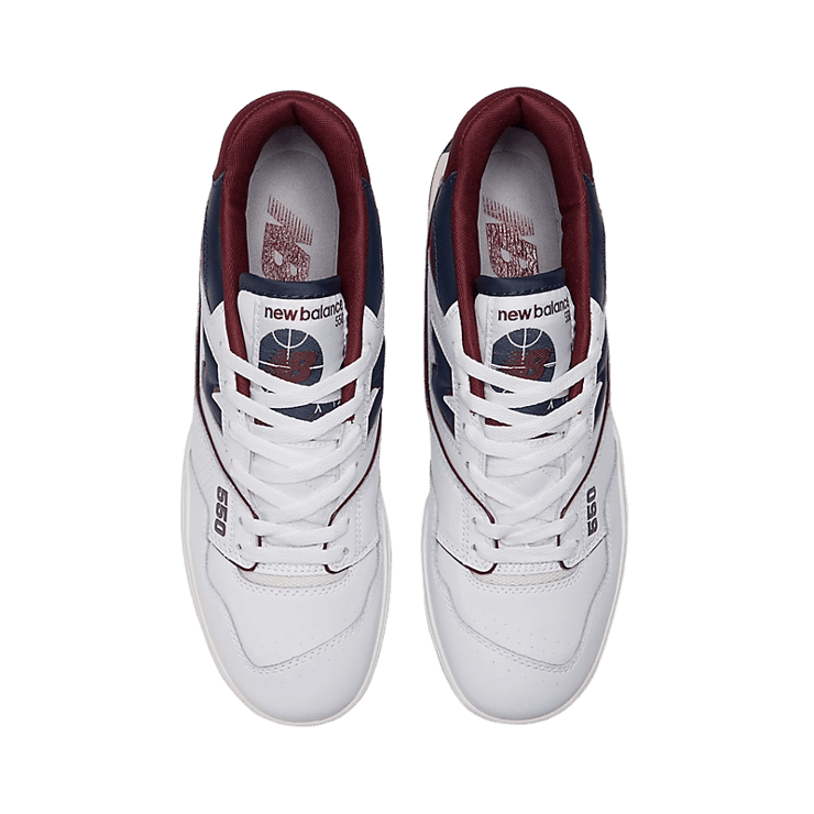 New Balance 550 White Navy NB Burgundy Angle 1