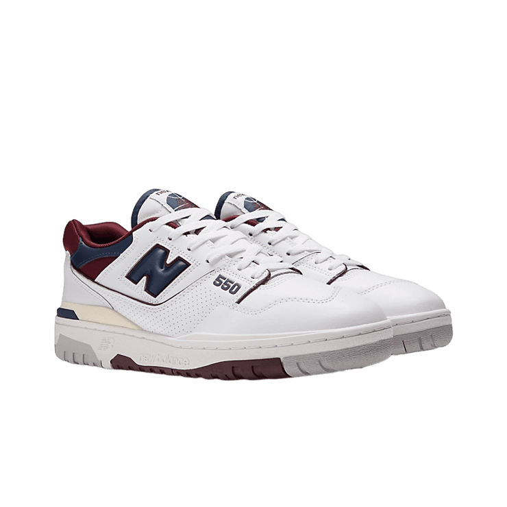 New Balance 550 White Navy NB Burgundy Angle 2