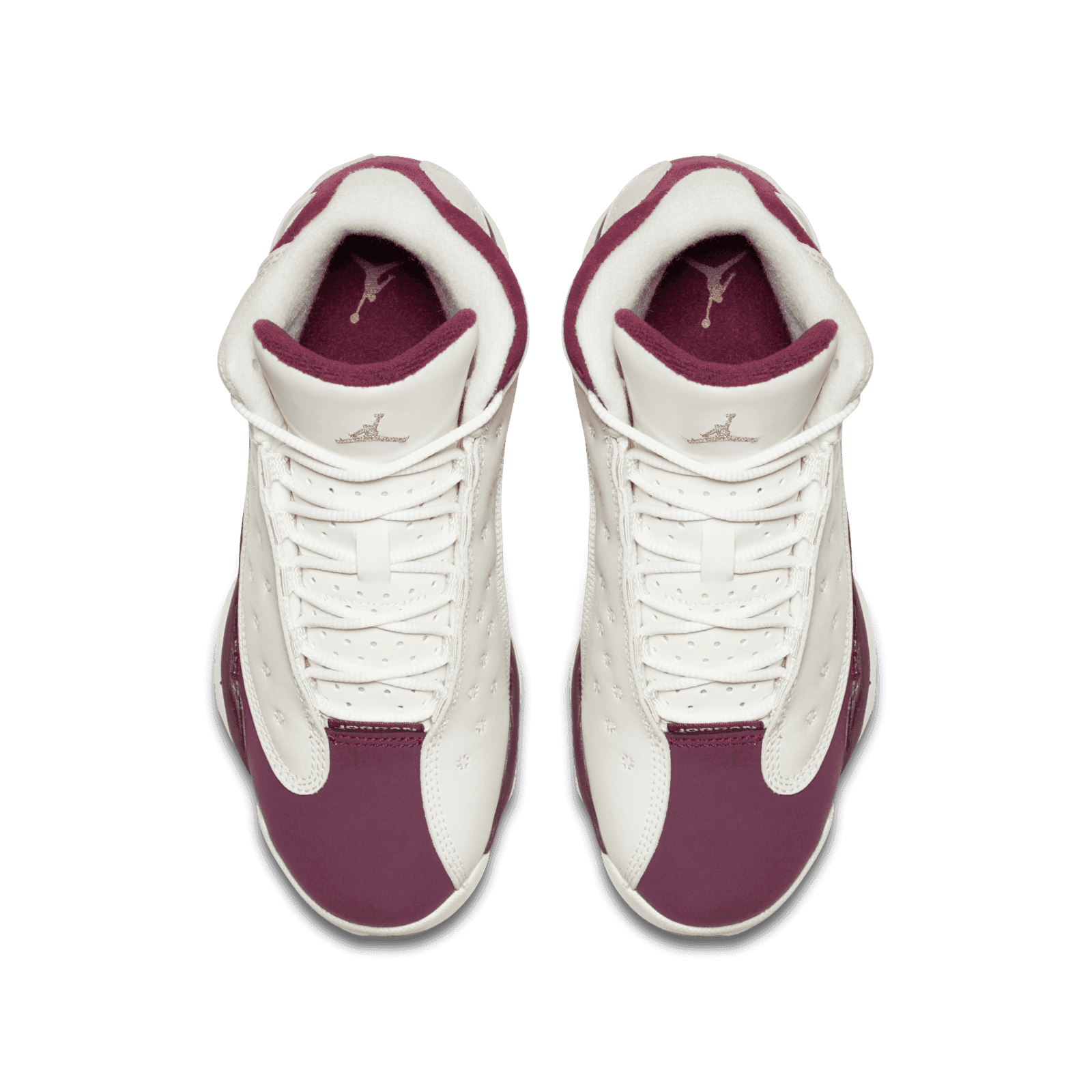 burgundy and white jordan 13