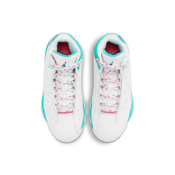 Air Jordan 13 Retro White Soar Green Pink (PS) Angle 0