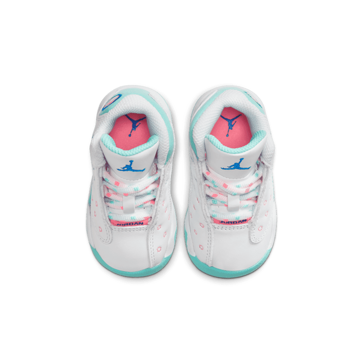 Air Jordan 13 Retro White Soar Green Pink (TD) Angle 1