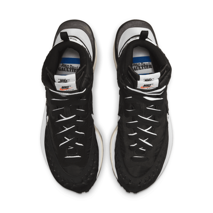 Nike Vaporwaffle sacai Jean Paul Gaultier Black White Angle 1