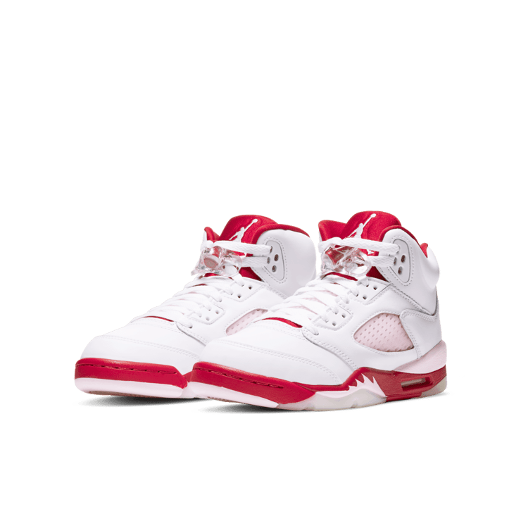 Jordan 5s red and white sales