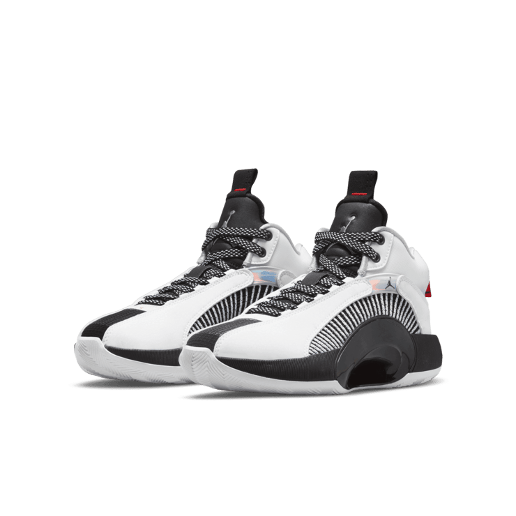 Air Jordan XXXV White Metallic Silver Black (GS) Angle 2