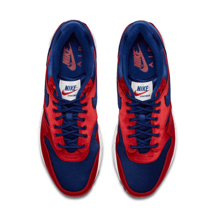 Nike Air Max 1 Satin University Red Deep Royal Blue Angle 1