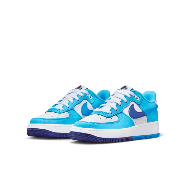 Nike Air Force 1 Low Split Light Photo Blue Deep Royal Blue (GS) Angle 2