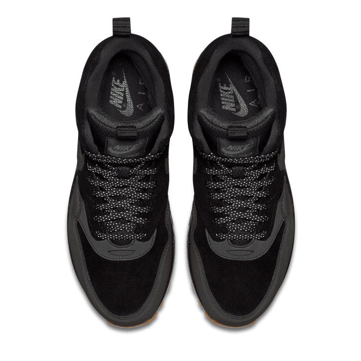 Nike Air Max 1 Mid Sneakerboot Black/Black-Gum Medium Brown (W) Angle 1