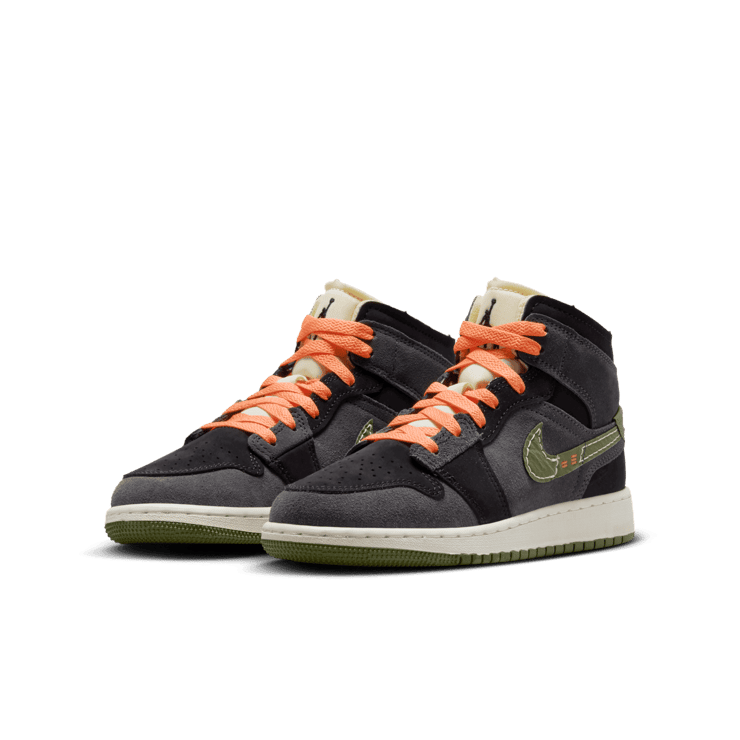 Air Jordan 1 Mid SE Craft Anthracite Sky J Light Olive (GS) Angle 2