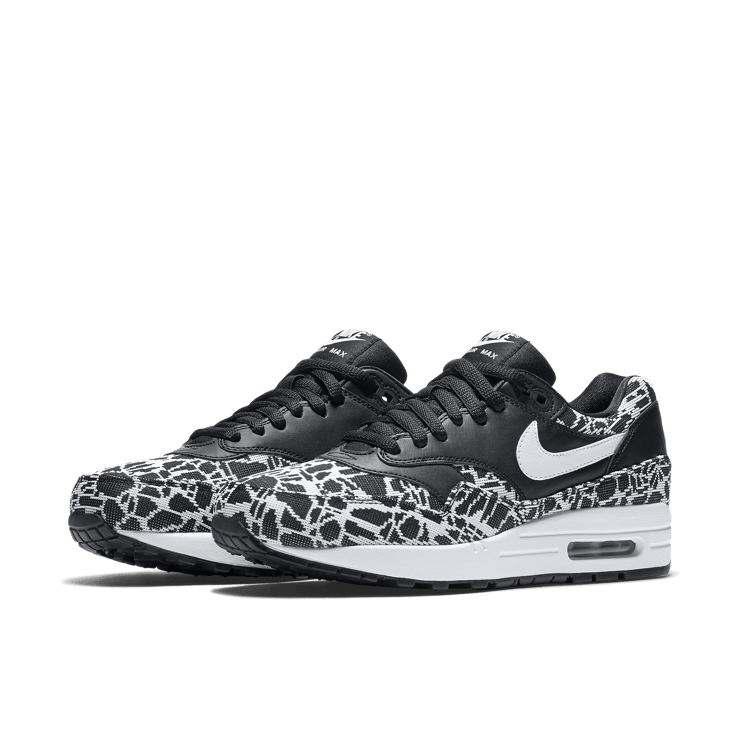 Nike Air Max 1 Jacquard Black White Metallic Silver (W) Angle 2