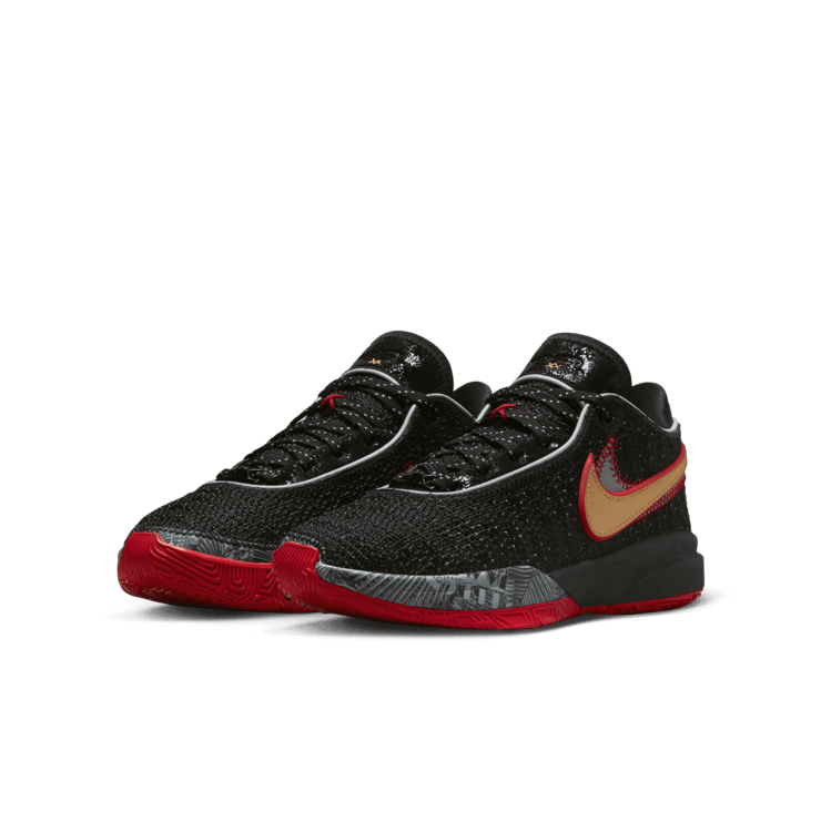 Nike LeBron 20 Black University Red (GS) Angle 2