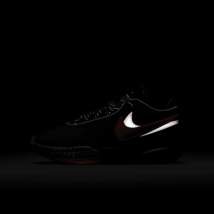 Nike LeBron 20 Black University Red (GS) Angle 8