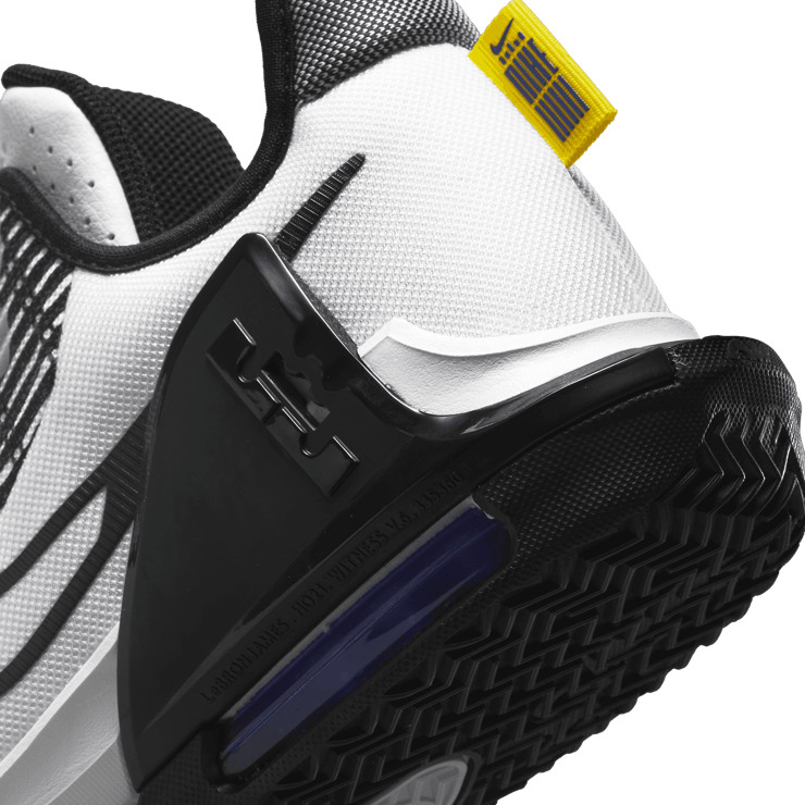 Nike LeBron Witness 6 White Persian Purple Shock Yellow Angle 5