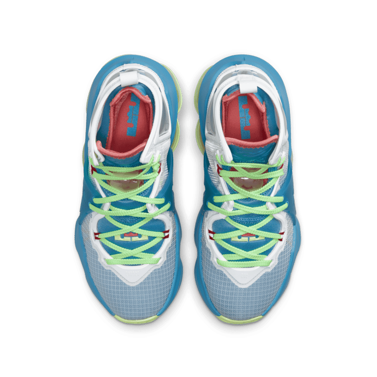 Nike LeBron 19 Dutch Blue Lime Glow (GS) Angle 1