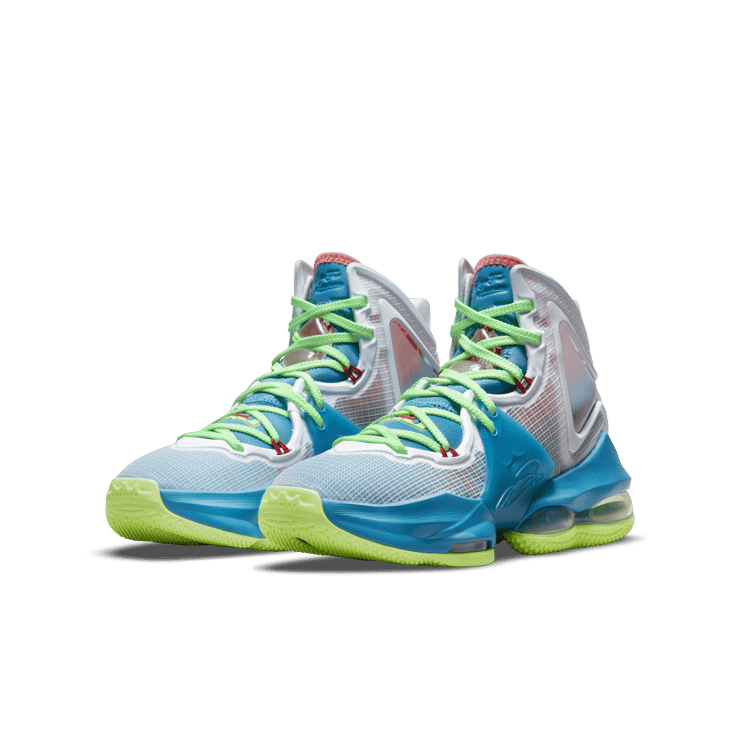 Nike LeBron 19 Dutch Blue Lime Glow (GS) Angle 2