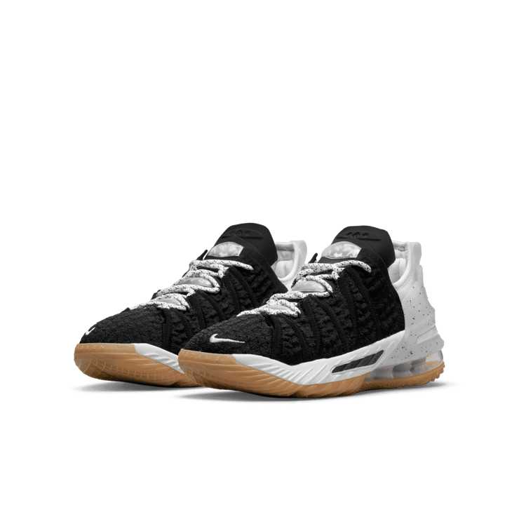 Nike LeBron 18 Black White Gum (GS) Angle 2