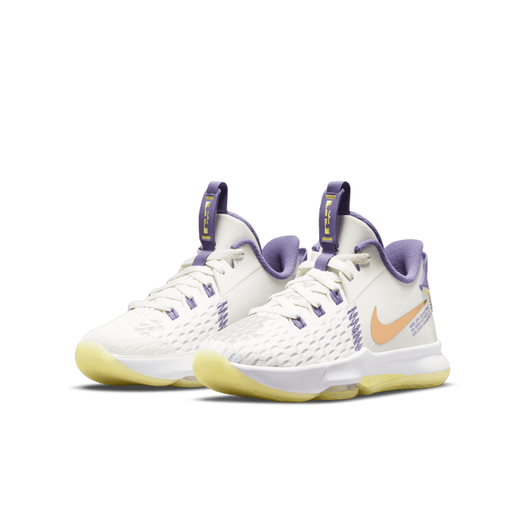 Nike LeBron Witness 5 White Light Zitron (GS) Angle 2