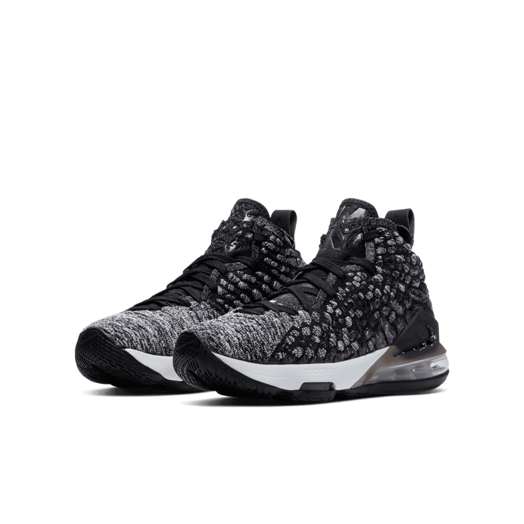 Nike LeBron 17 Black White (GS) Angle 2