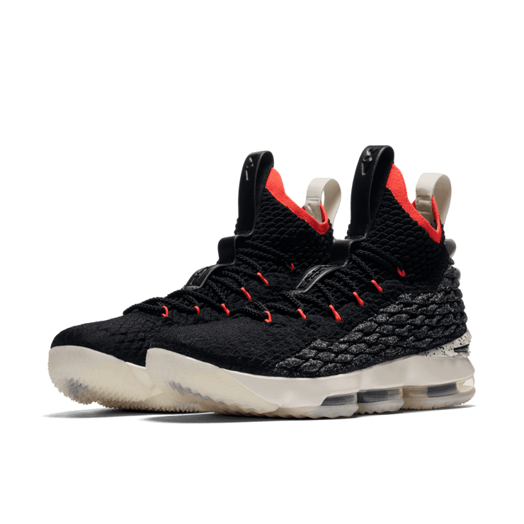 Nike LeBron 15 Black Bright Crimson Angle 2