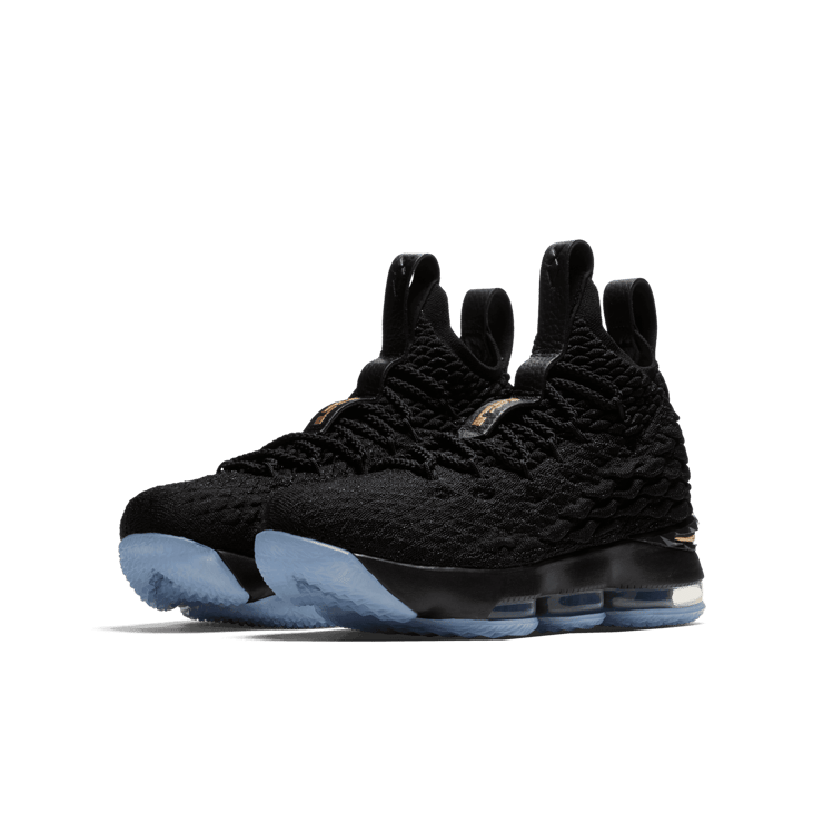 Nike LeBron 15 Black Metallic Gold (GS) Angle 2