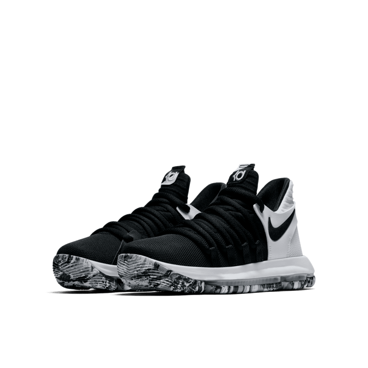 Nike KD 10 Black White (GS) Angle 2