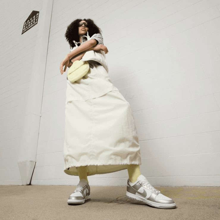 Nike Dunk Low Liquid Metal Silver (W) Angle 8