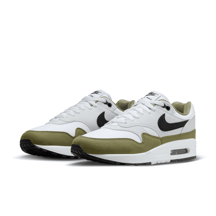 Nike Air Max 1 White Medium Olive Angle 3