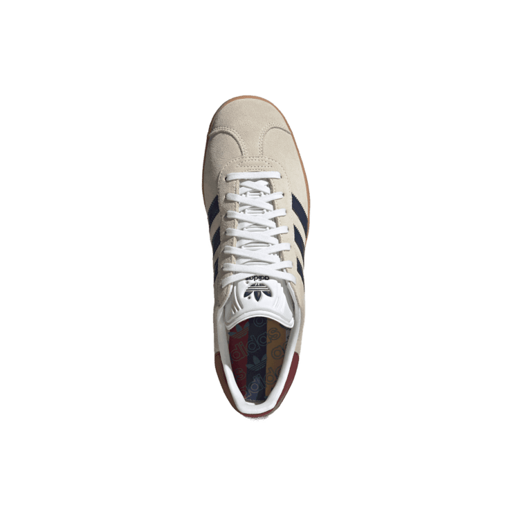 adidas Gazelle Beige Dark Blue Collegiate Burgundy Angle 1