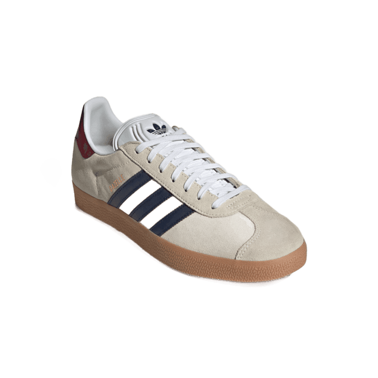 adidas Gazelle Beige Dark Blue Collegiate Burgundy Angle 3
