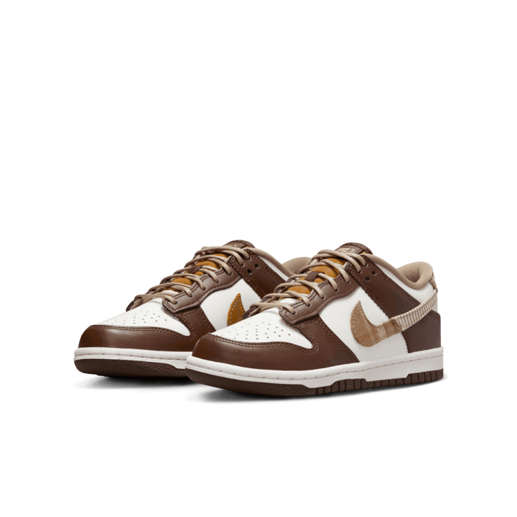 Nike Dunk Low Leather Plaid Brown (GS) Angle 2