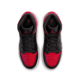 Jordan 1 Mid SS Black+Red=Bred (GS) Angle 1