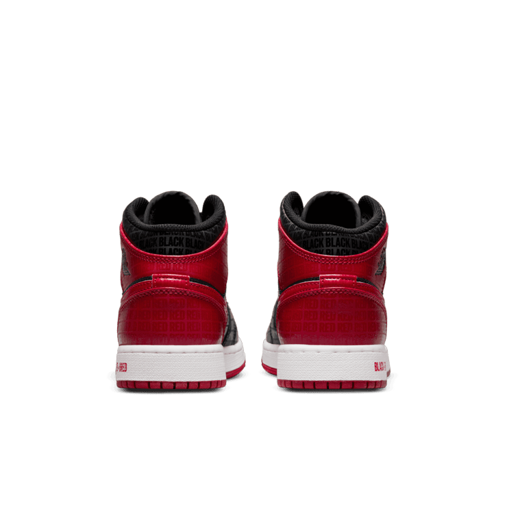 Jordan 1 Mid SS Black+Red=Bred (GS) Angle 3