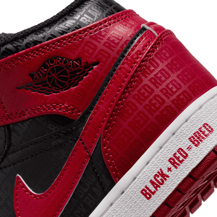 Jordan 1 Mid SS Black+Red=Bred (GS) Angle 5