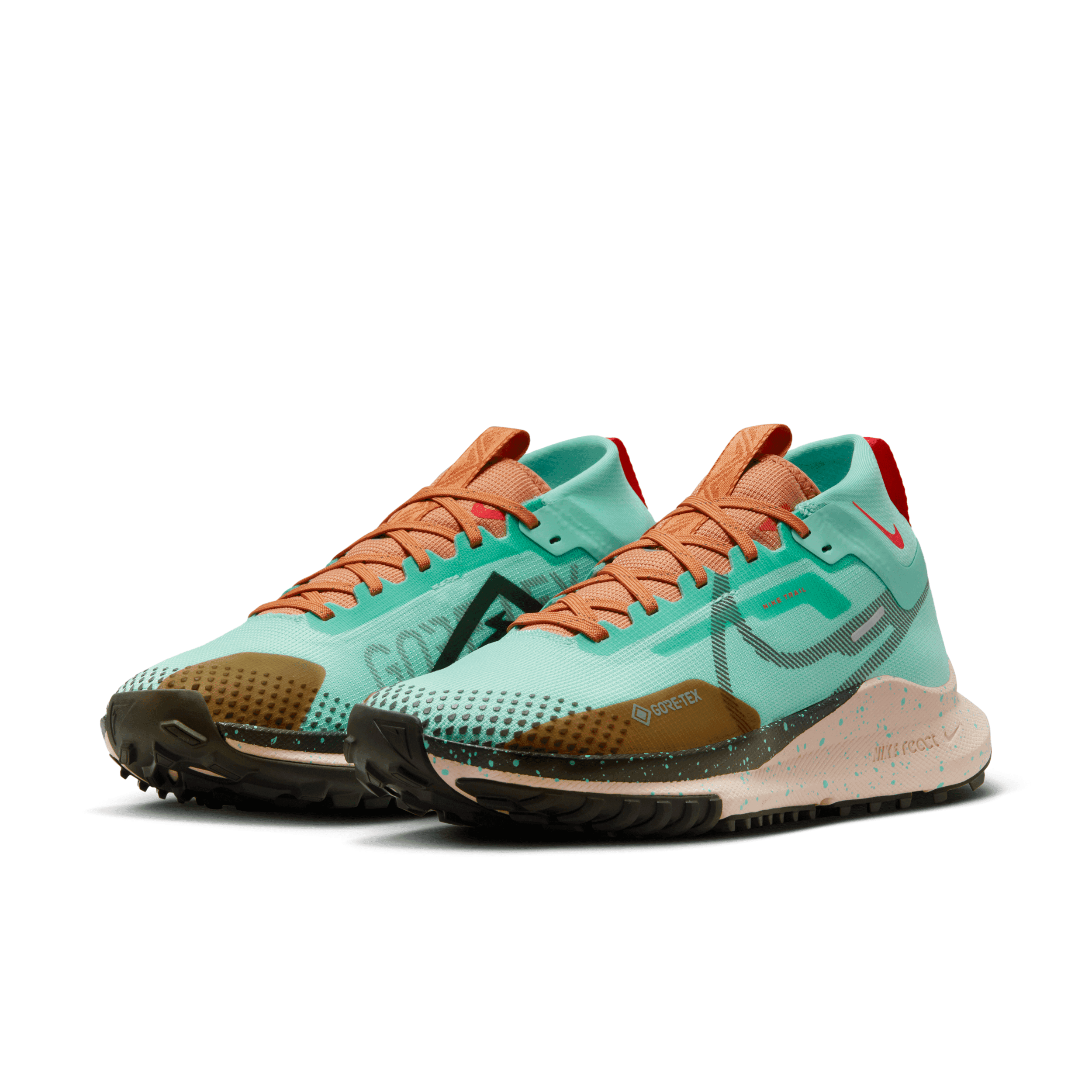 Nike React Pegasus Trail 4 GORE-TEX 'Emerald Rise Sequoia' (W) Angle 3