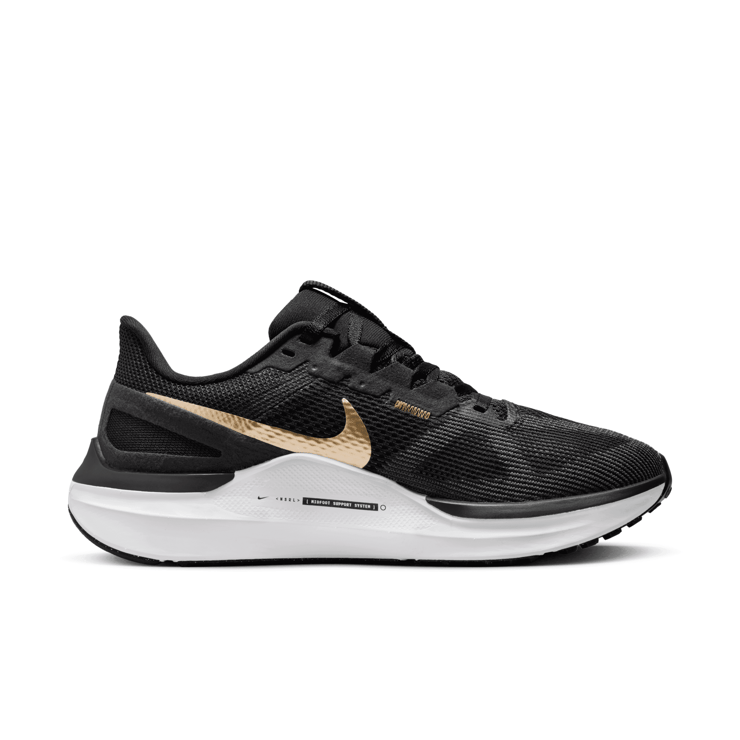 Nike Air Zoom Structure 25 'Black Metallic Gold' (W) Angle 2