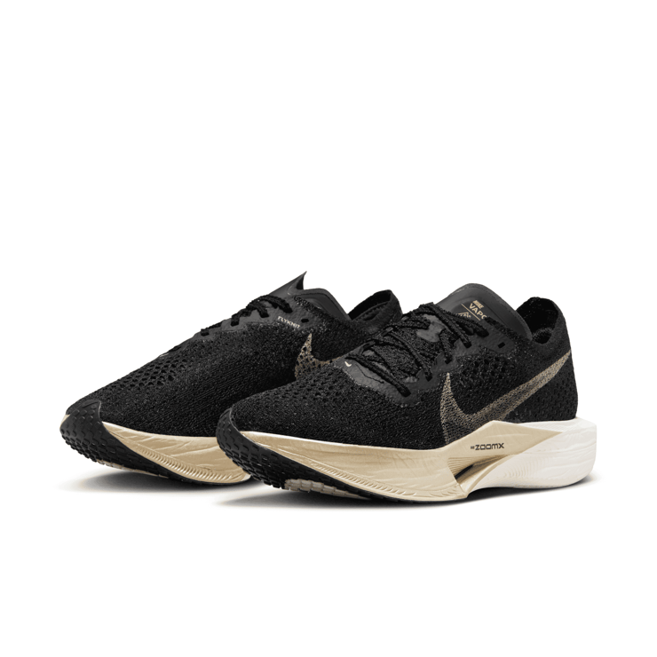 Nike ZoomX VaporFly Next% 3 'Black Metallic Gold Grain' (W) Angle 3