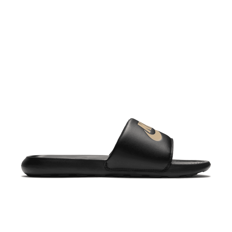 Nike Victori One Slide 'Black Metallic Gold' Angle 2