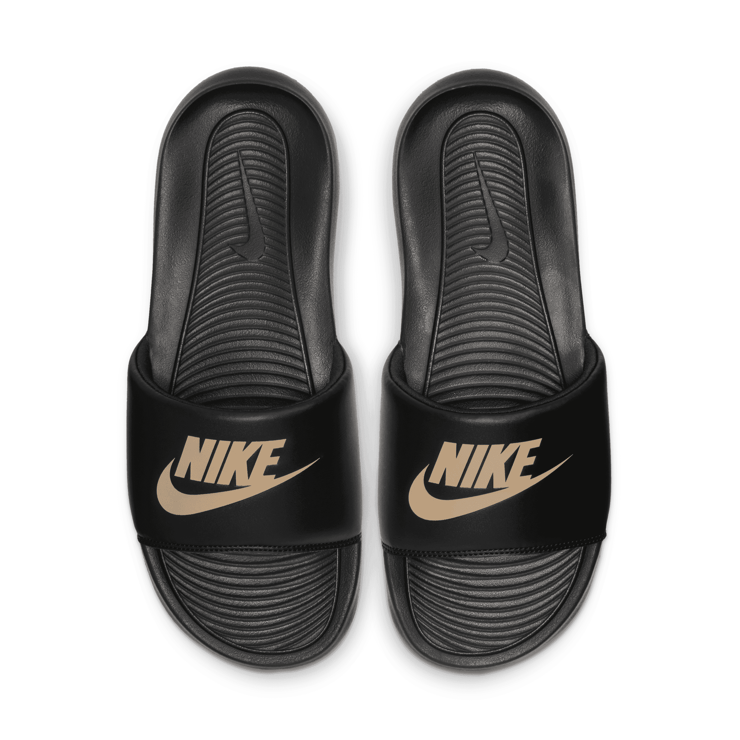 Nike Victori One Slide 'Black Metallic Gold' Angle 3