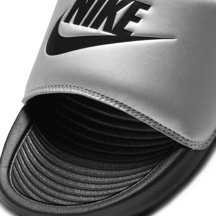 Nike Victori One Slide 'Black Metallic Silver' (W) Angle 3