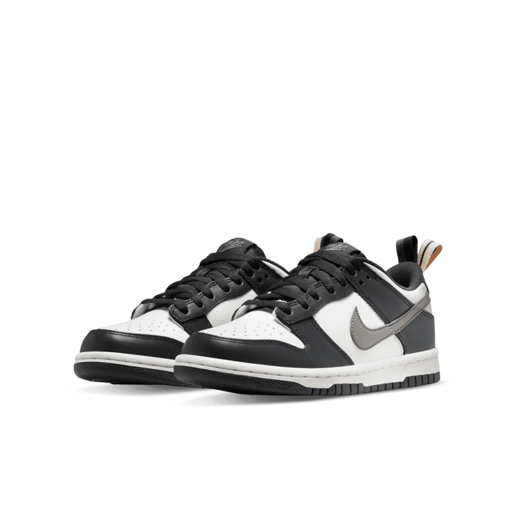 Nike Dunk Low Black White Metallic (GS) Angle 2