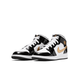 Air Jordan 1 Mid Patent Black White Gold (GS) - BQ6931-007