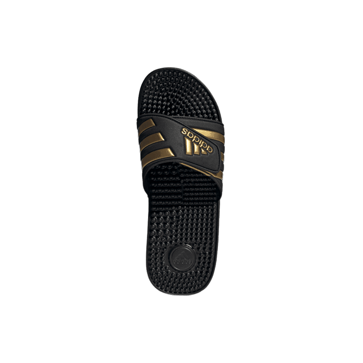 adidas Adissage Slides 'Black Gold Metallic' Angle 0