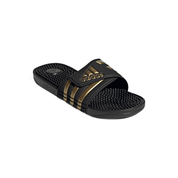 adidas Adissage Slides 'Black Gold Metallic' Angle 2