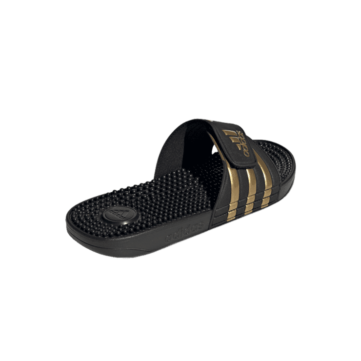 adidas Adissage Slides 'Black Gold Metallic' Angle 3