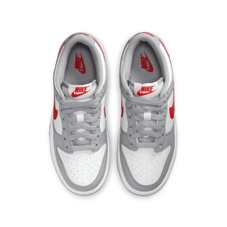 Nike Dunk Low White Grey Red (GS) Angle 1
