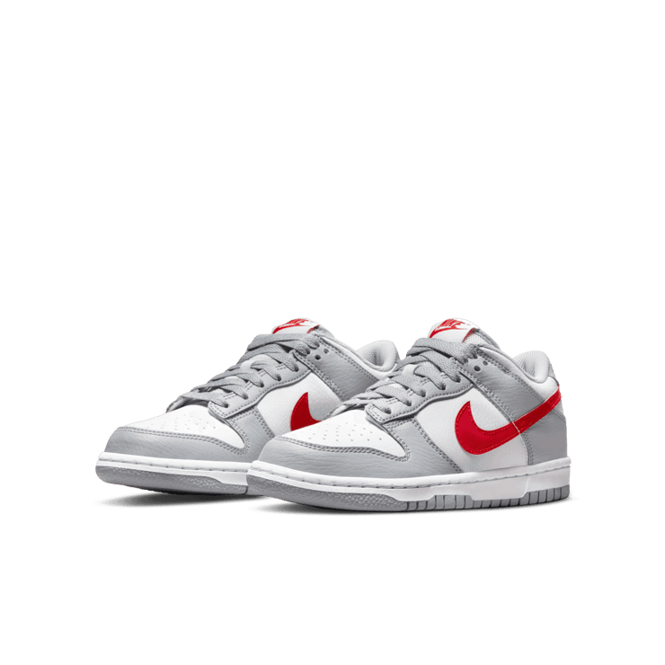 Nike Dunk Low White Grey Red (GS) Angle 2
