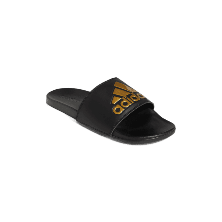 adidas Adilette Comfort Slide 'Black Gold Metallic' Angle 2