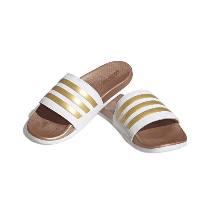 adidas Adilette Comfort Slide 'White Matte Gold' (W) Angle 2