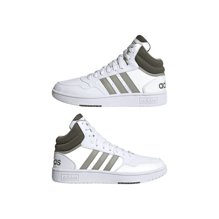 adidas Hoops 3.0 Mid Classic 'White Olive Strata' Angle 5