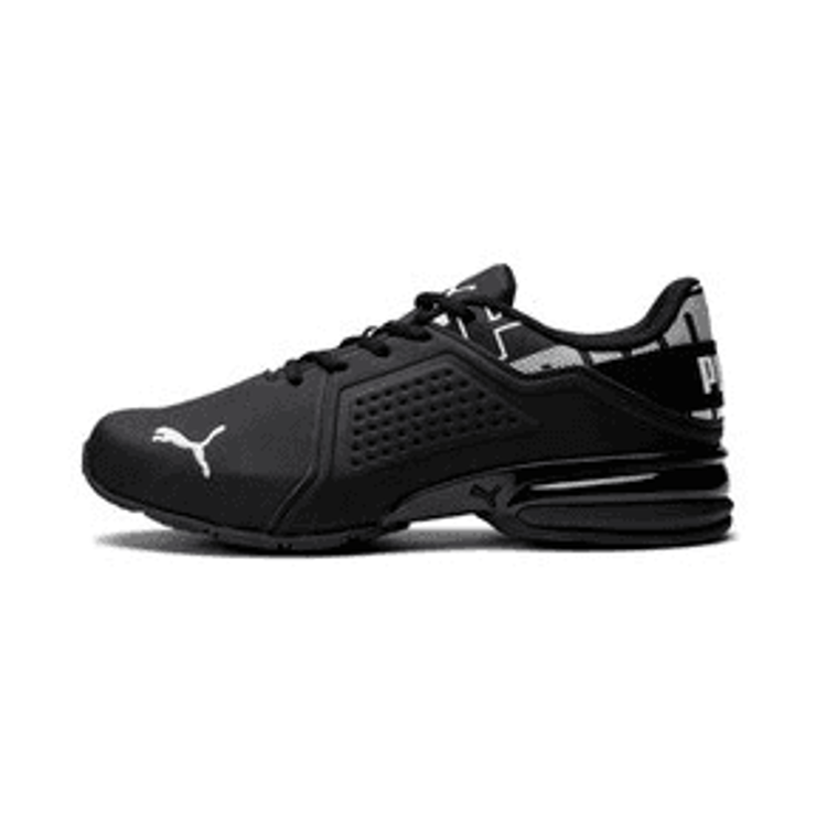 PUMA Viz Runner Repeat Running Sneakers in Black/White Angle 0